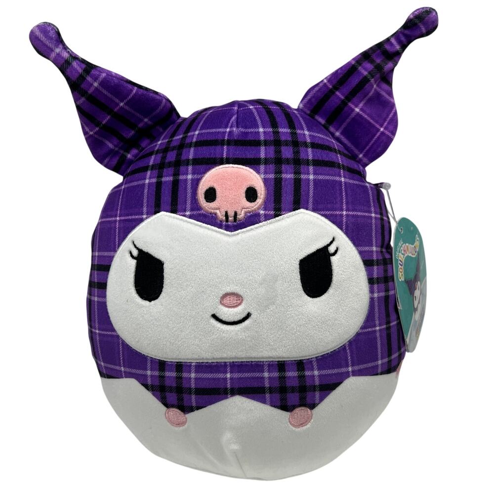 Squishmallow Jazwares Plush Hello Kitty Sanrio 8" Kuromi Plaid New 2024 Toy Tag